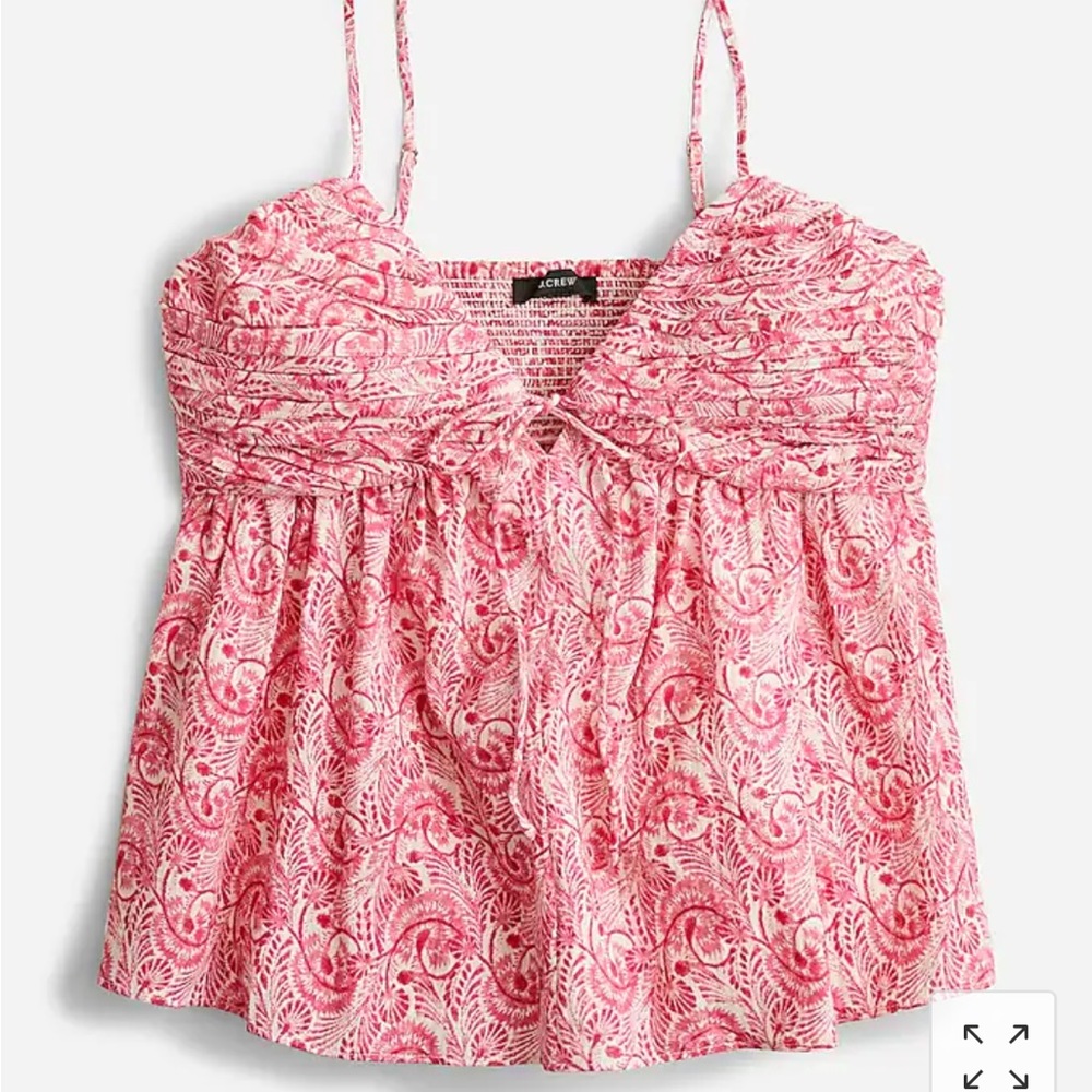 J.Crew Gathered Lurex® gauze camisole in pink dandelions